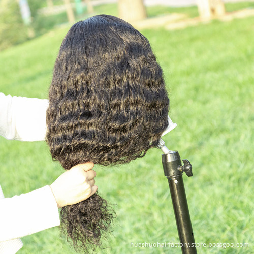 100% Brazilian Human Hair Lace Front Wig 150% Density Pre Plucked Natural Color Water Wave 4*4 Lace Closure Wig Remy
